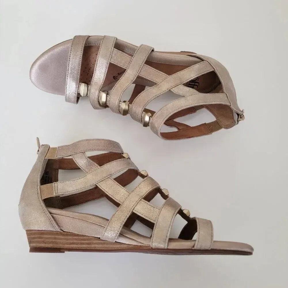 Sofft Gold Leather Strappy Sandals Women Size 9 Comfort Cushioned Gladiator - Picture 6 of 11